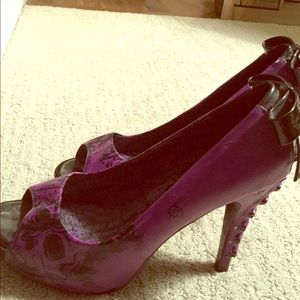 Iron Fist lace up skull peep toe heels, size 10